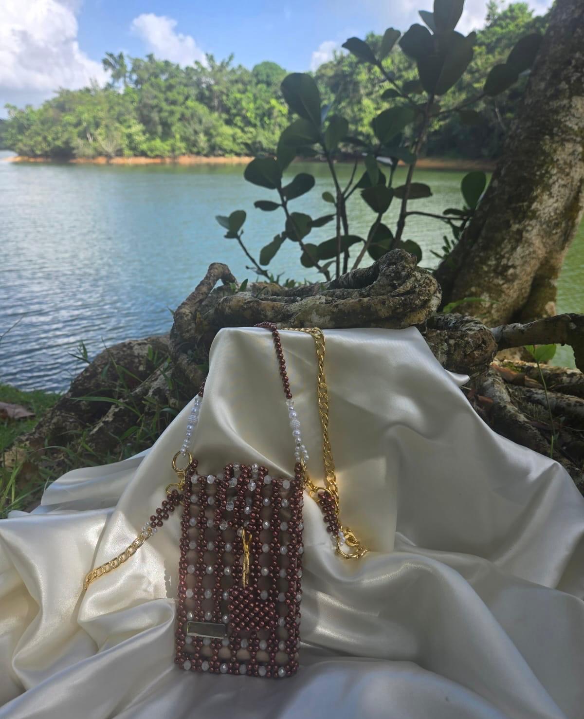 Cartera en Perlas: Brown