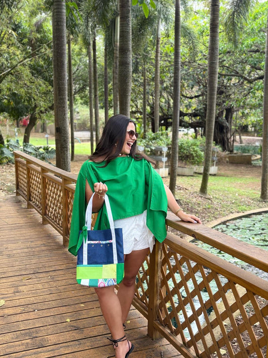 Bolso de Tela Mahón con Verde