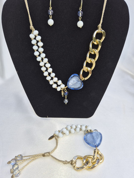 Set de collar: 3 piezas (Color Azul)