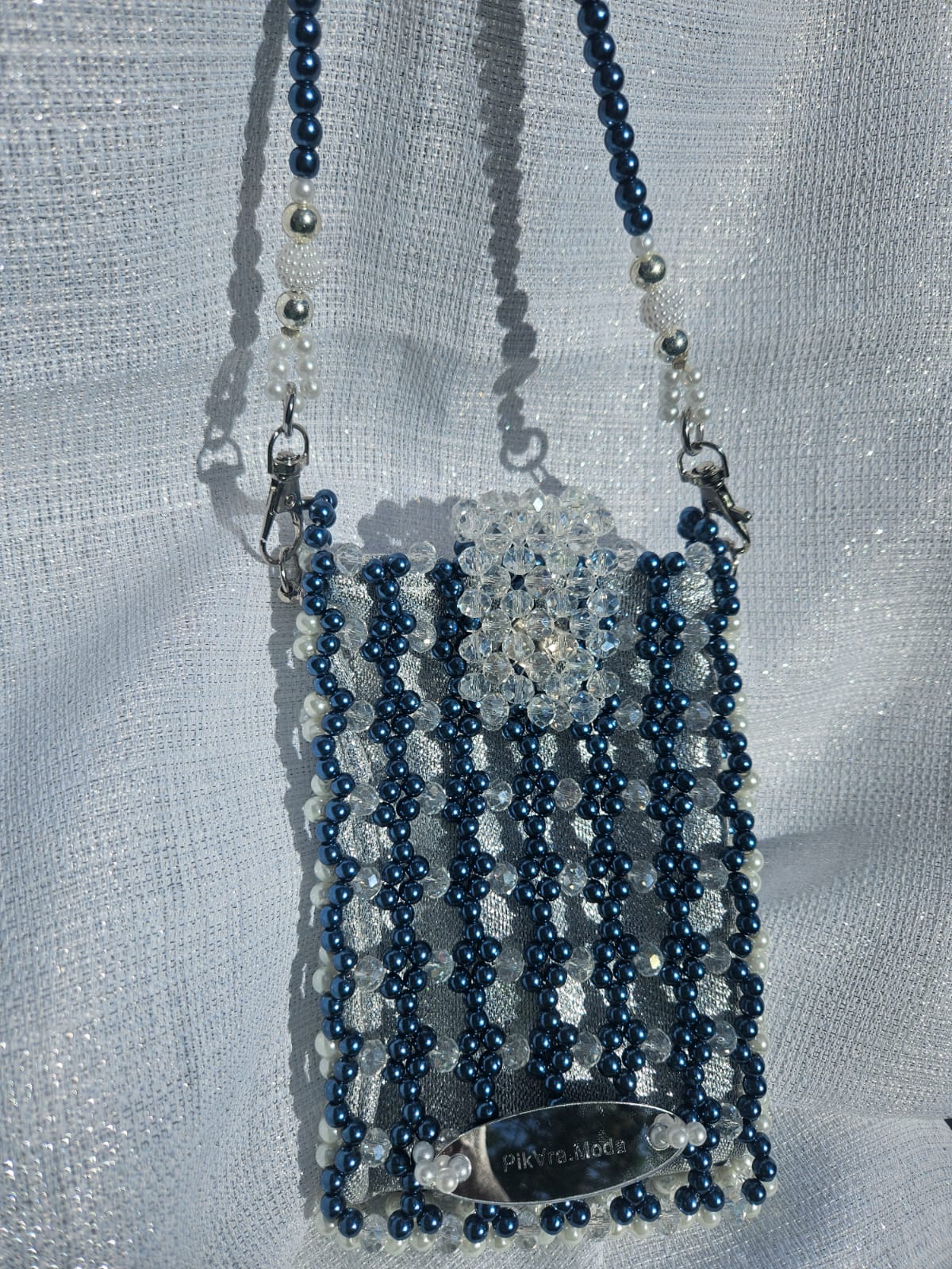 Cartera en Perlas: Azul