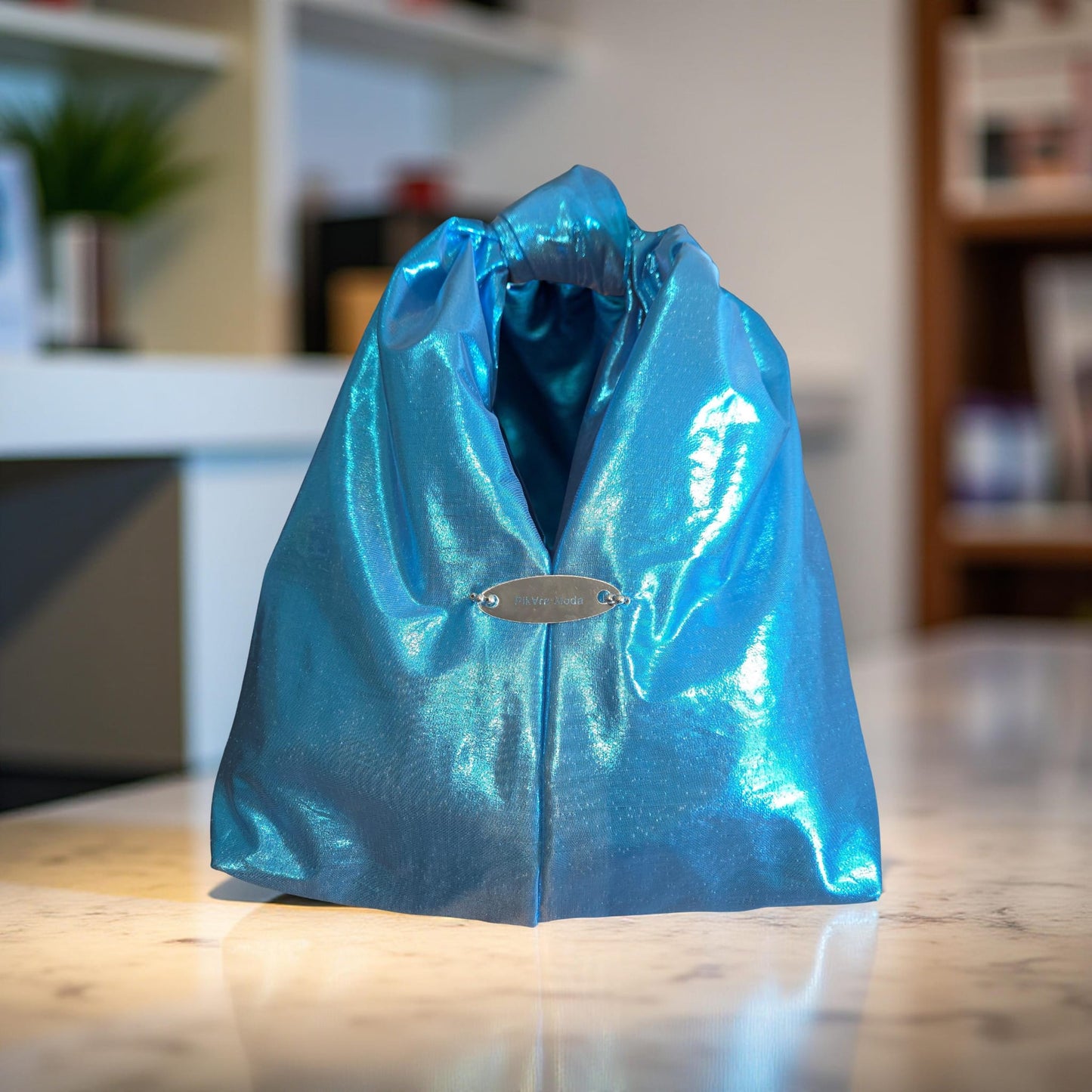 Bolso en tela: Satinada Azul