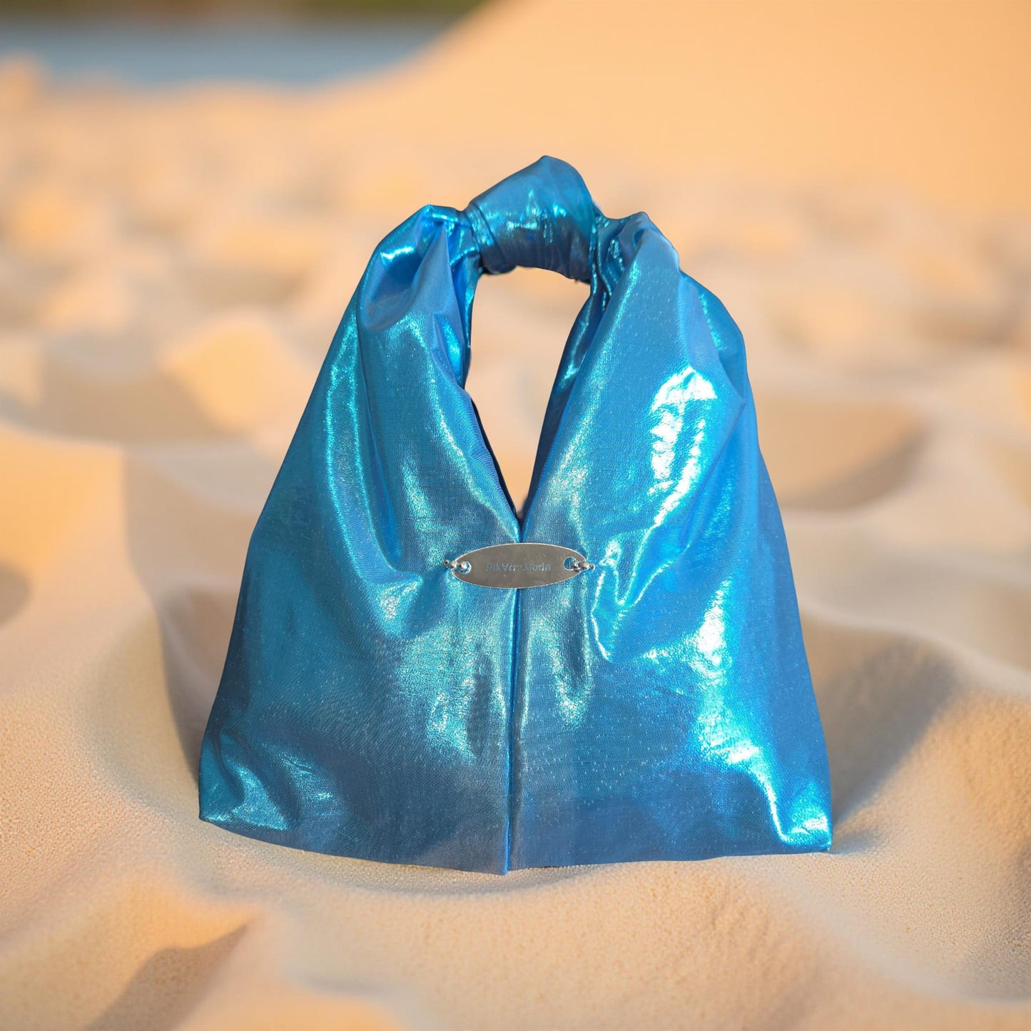 Bolso en tela: Satinada Azul