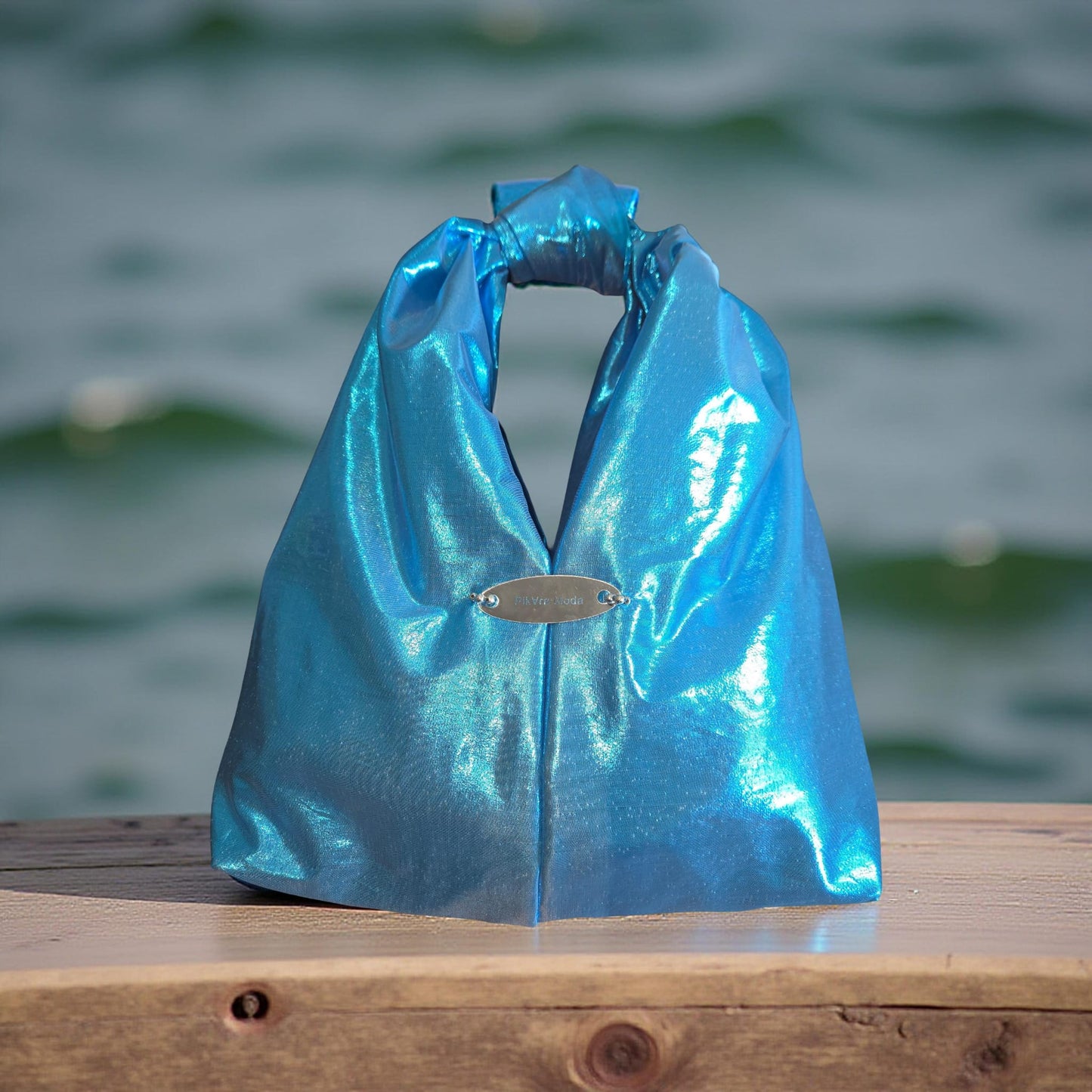 Bolso en tela: Satinada Azul