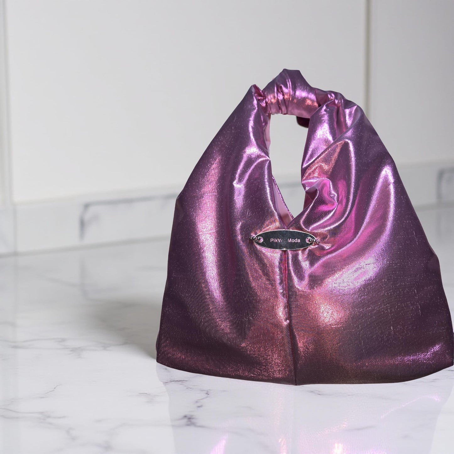 Bolso en tela: Tonalidad Metálica Purpura