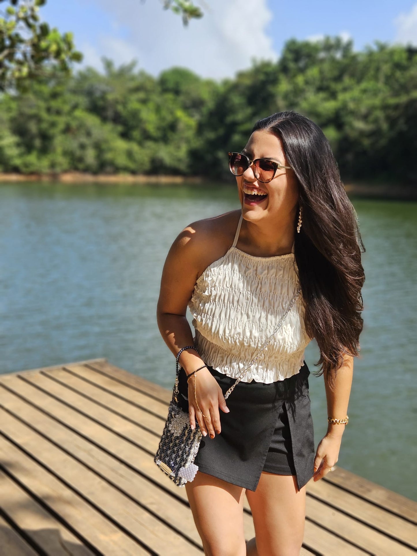 Cartera en Perlas: Azul