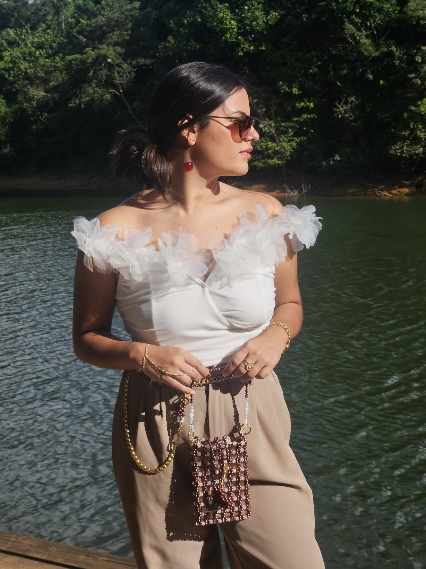 Cartera en Perlas: Brown
