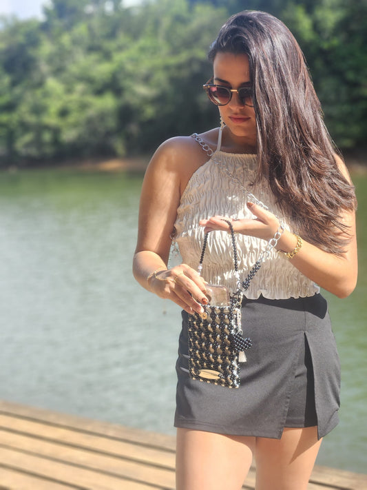 Cartera de Perlas: Negra