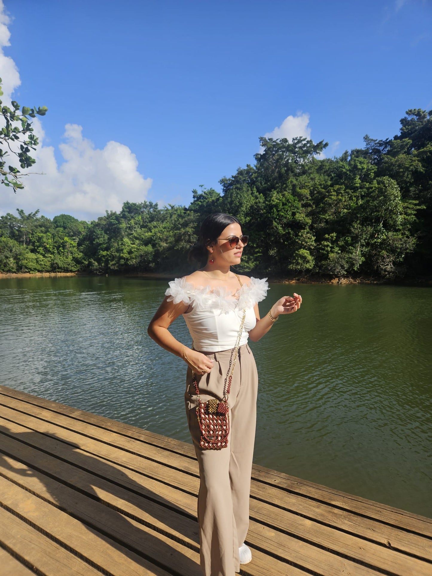 Cartera en Perlas: Terracota y Oro