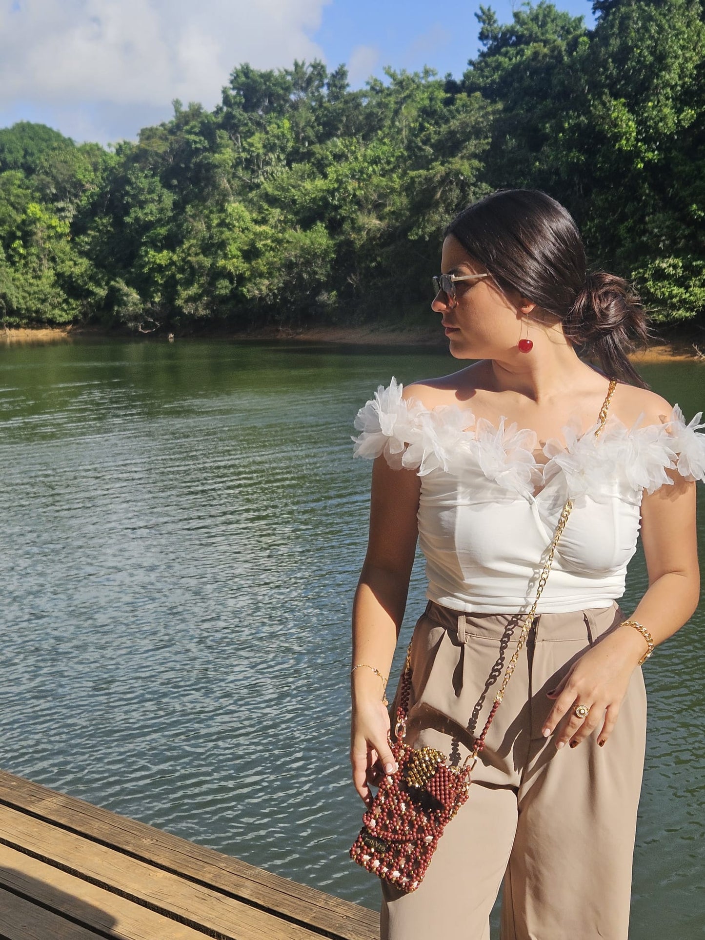 Cartera en Perlas: Terracota y Oro