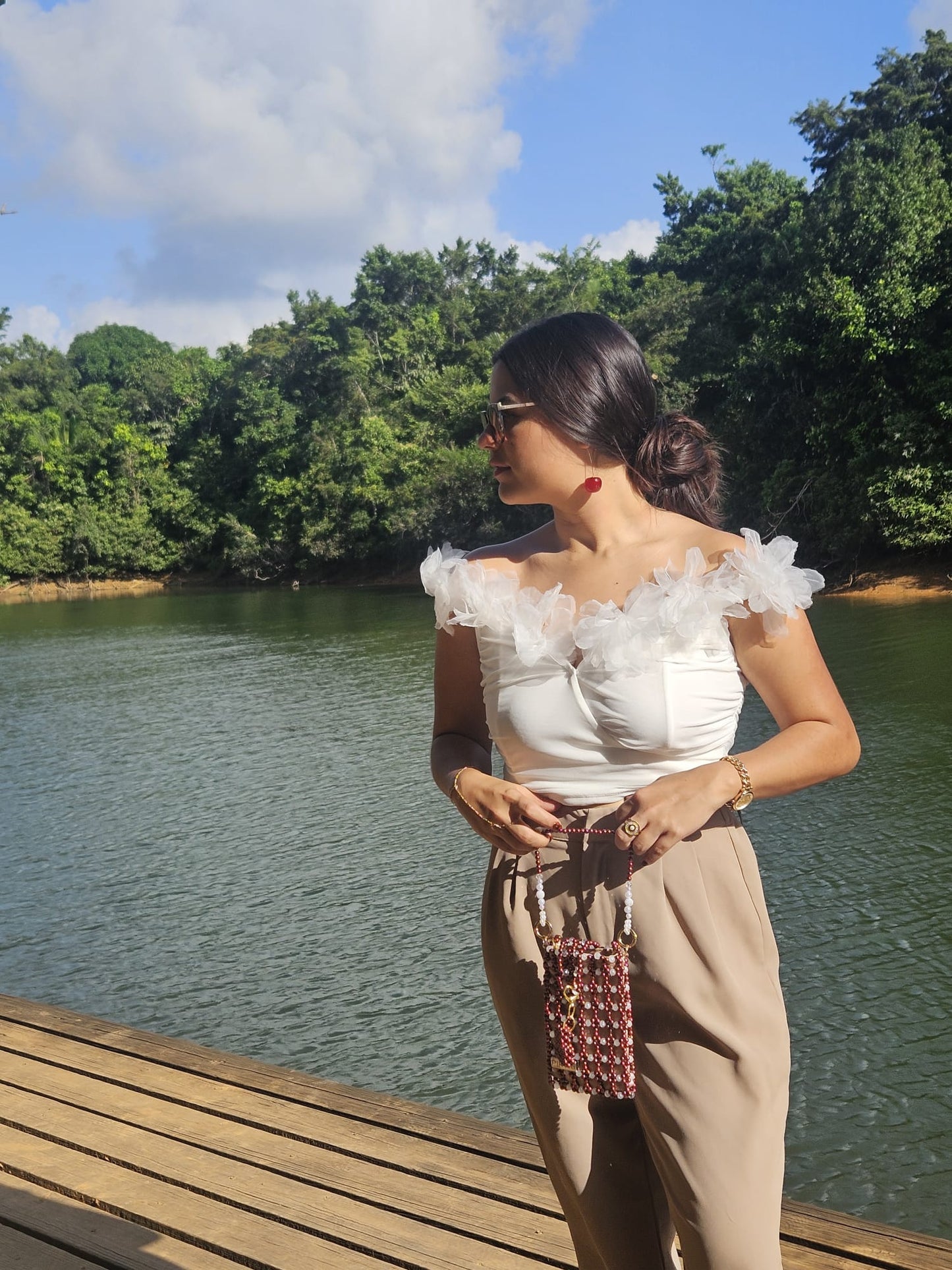 Cartera en Perlas: Terracota y Oro